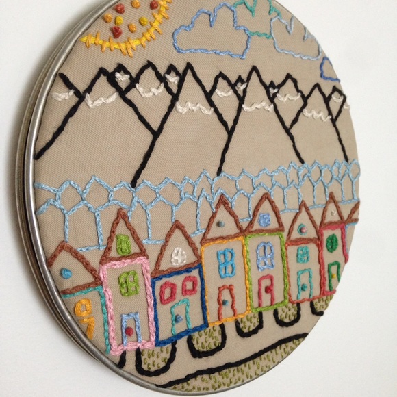"The Village" Embroidered Wall Hanging - Picture 4 of 6